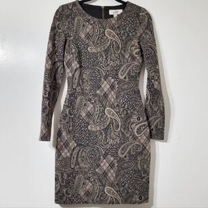 Belle Badgley Mischka Brown and Black with Gold Threading Dress Size 4